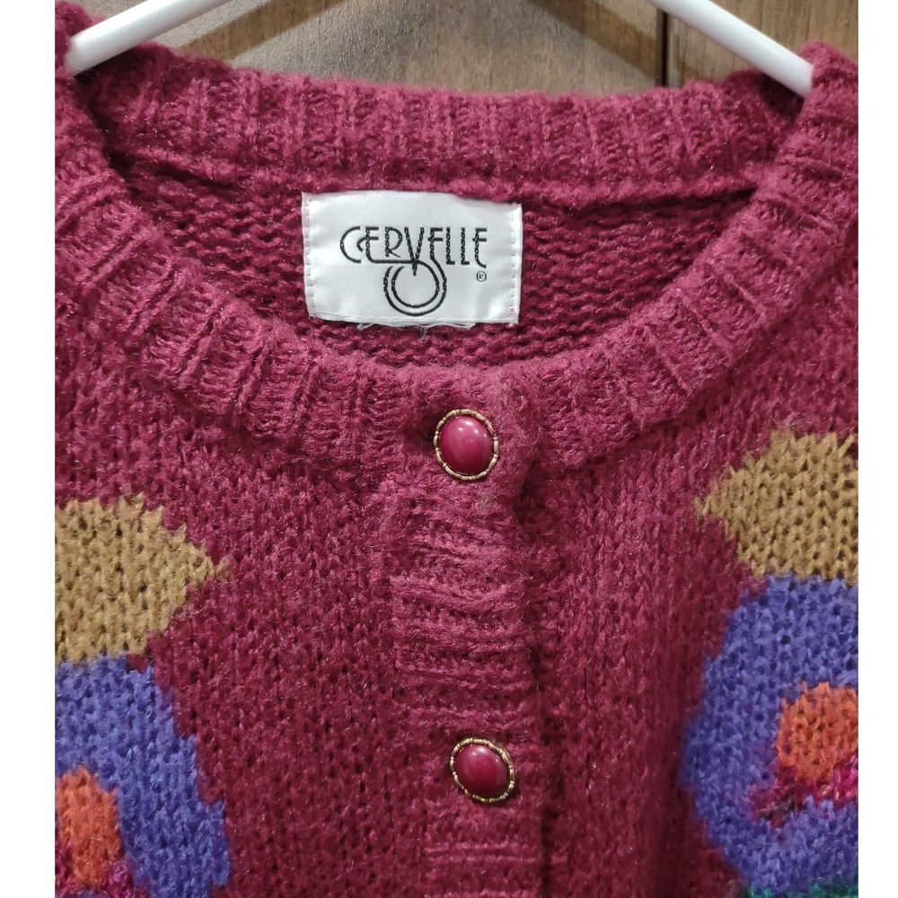 Cervelle Vintage Knit Cardigan Sweater Floral Embellished Button Down - Picture 3 of 3